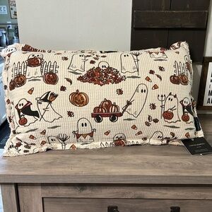 Cynthia Rowley Halloween Pillow Ghost Pumpkin Decor Fringed Accent Throw PILLOW